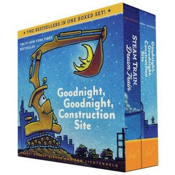 Goodnight, Goodnight, Construction Site and Steam Train, Dream Train Board Books Boxed Set by Sherri Duskey Rinker and Tom Lichtenheld  - ship in 10-20 business days, supplied by US partner